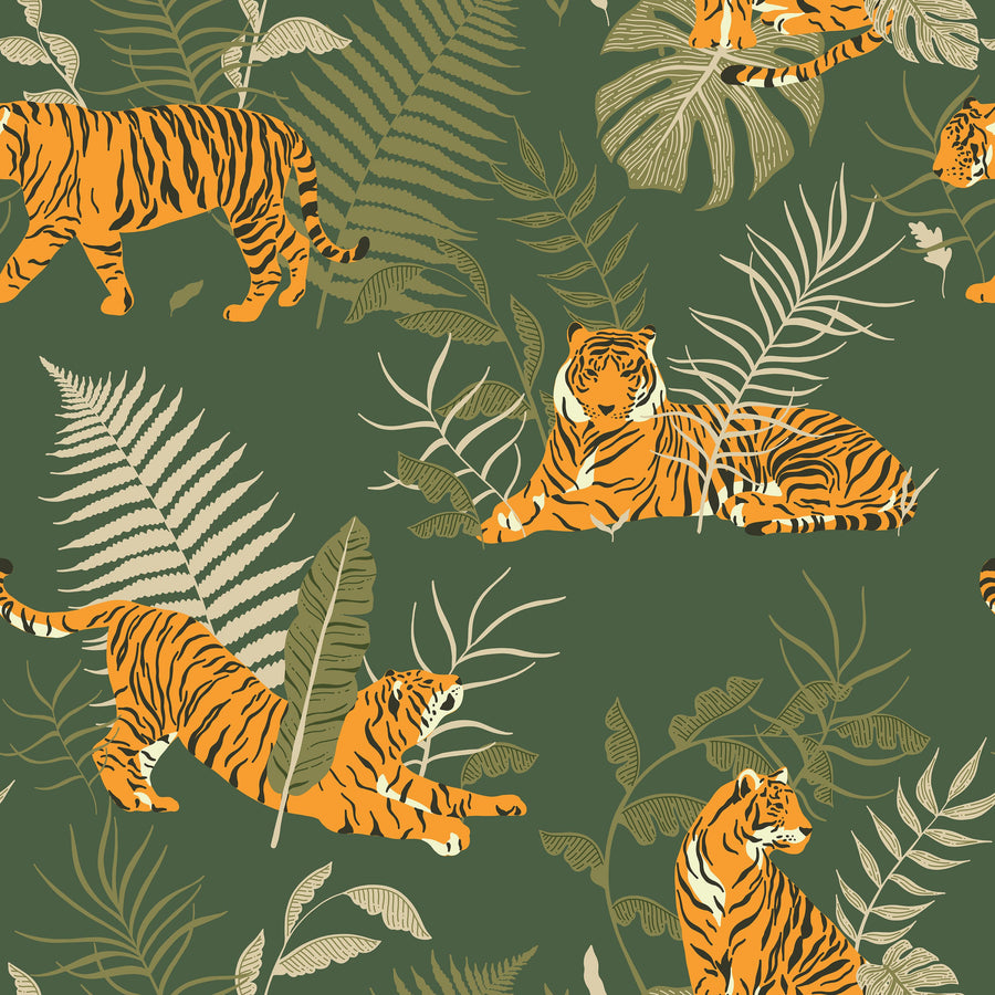 Tiger Scene Mural Wallpaper