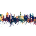 Porto Portugal Skyline Blue & Bronze Mural Wallpaper - pure wallpaper artwork