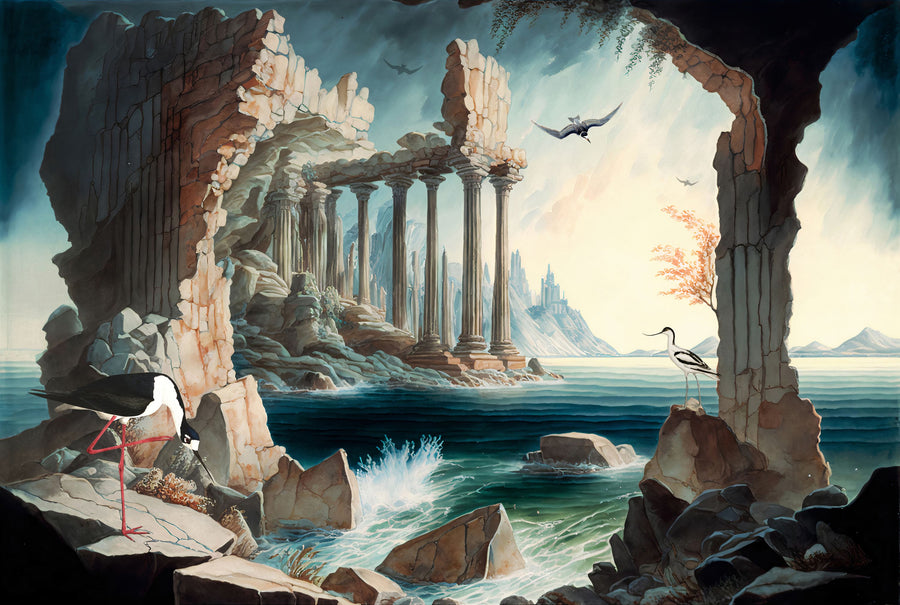 Atlantis Temple Mural Wallpaper
