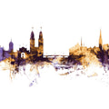 Zurich Switzerland Skyline Purple & Gold Mural Wallpaper - pure wallpaper artwork