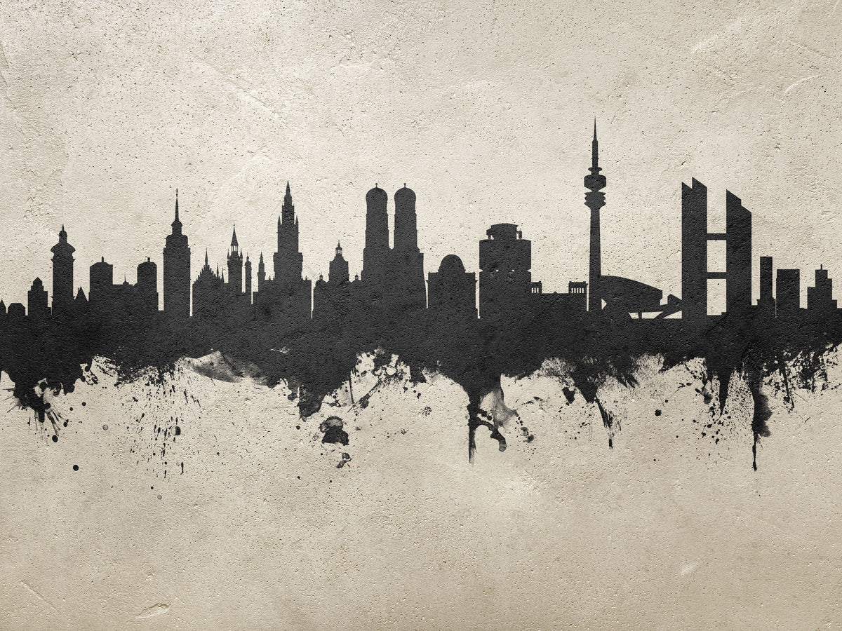 Munich Skyline Concrete Mural Wallpaper - pure wallpaper artwork