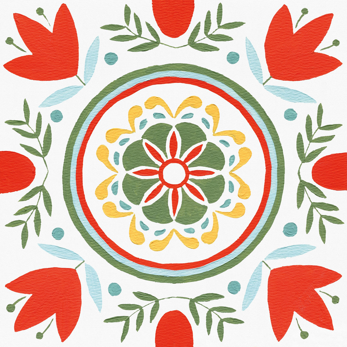 Tex Mex Mandala Tile I Mural Wallpaper - pure wallpaper artwork
