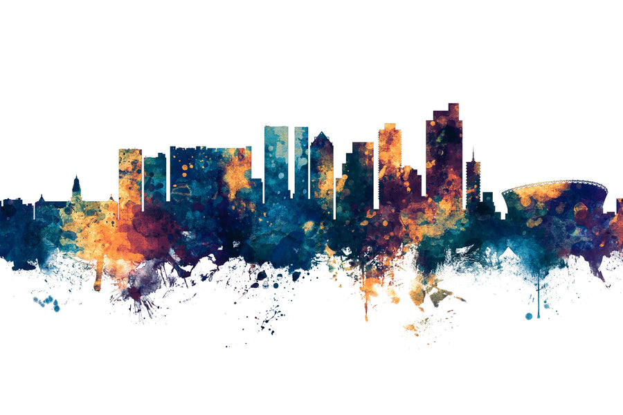 Cape Town Skyline Blue & Bronze Mural Wallpaper