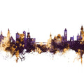 Nashua New Hampshire Skyline Purple & Gold Mural Wallpaper - pure wallpaper artwork