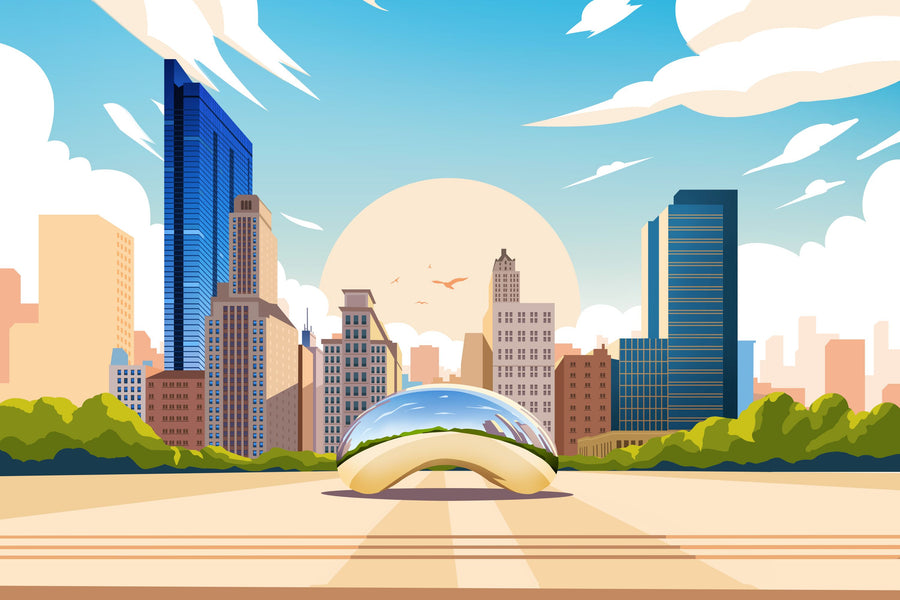 Travel Chicago Mural Wallpaper