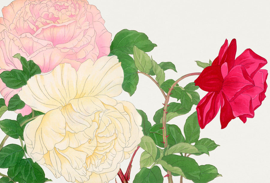 Tanigami Rose Trio Mural Wallpaper