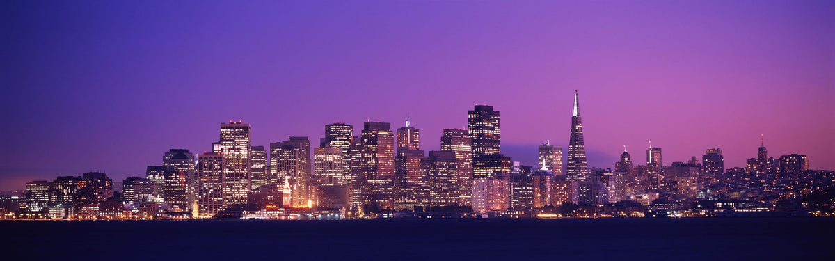 Pink Gradient Twilight Metropolis Mural Wallpaper - pure wallpaper artwork