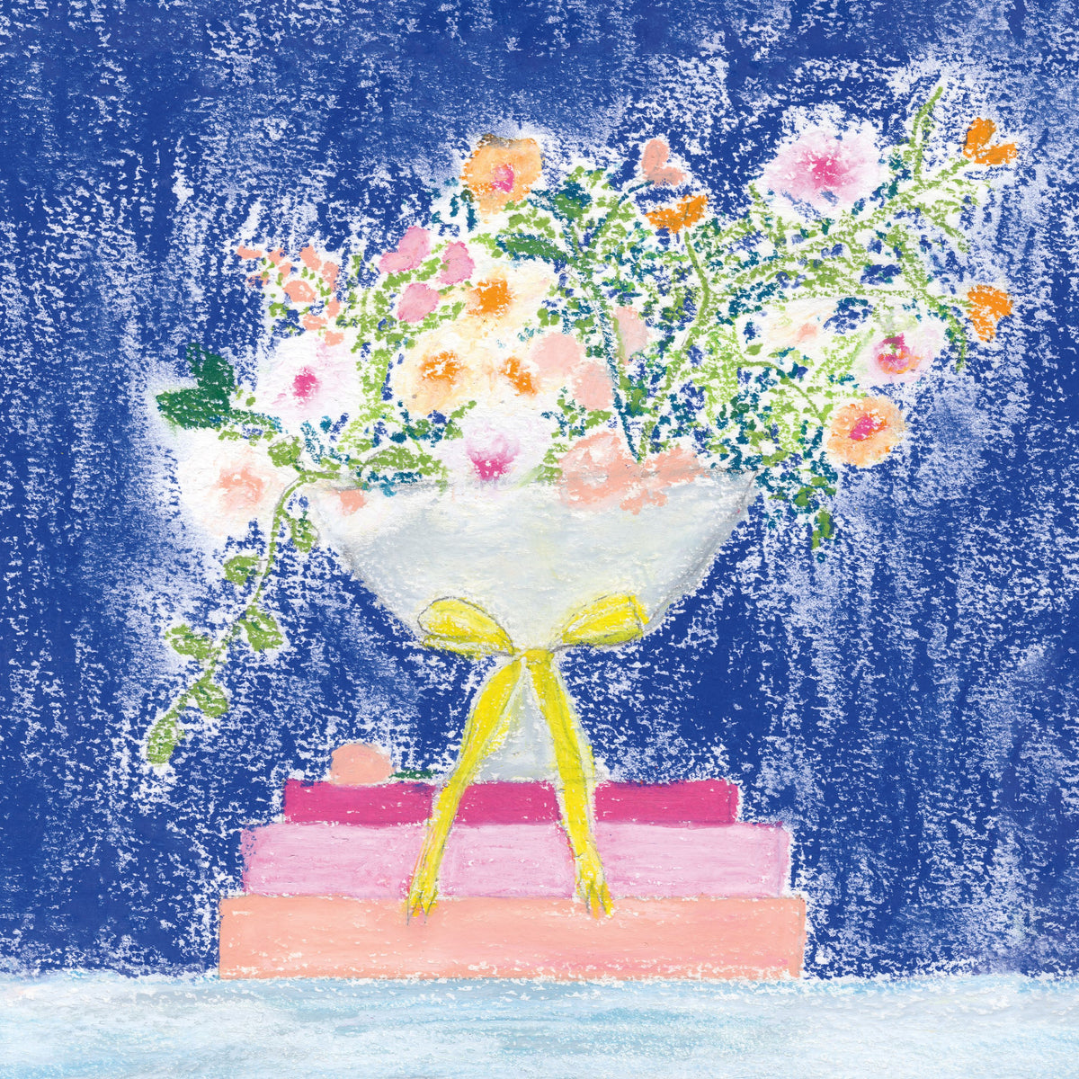 Flower Vases and Books Square Mural Wallpaper - pure wallpaper artwork