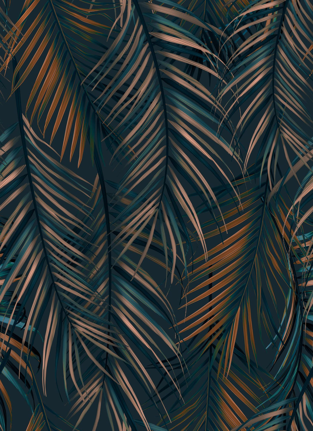 Swaying Palm Leaves, Teal Mural Wallpaper - pure wallpaper artwork