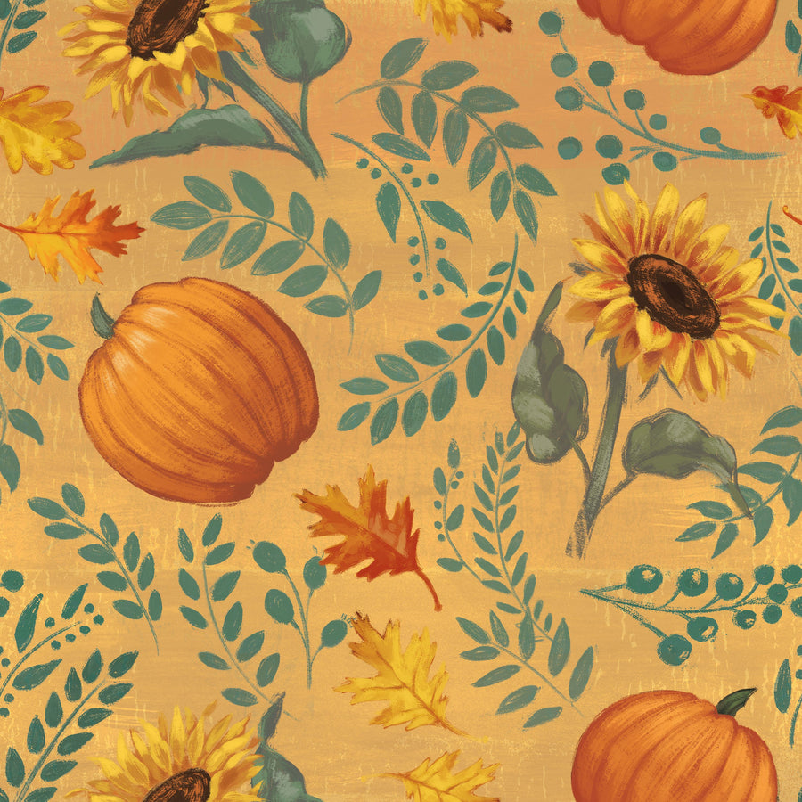 Pumpkin Harvest Yellow Mural Wallpaper