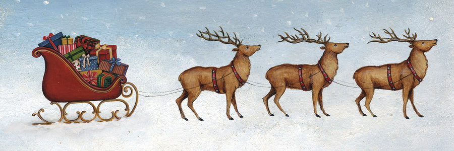 Deck the Halls Reindeer Mural Wallpaper
