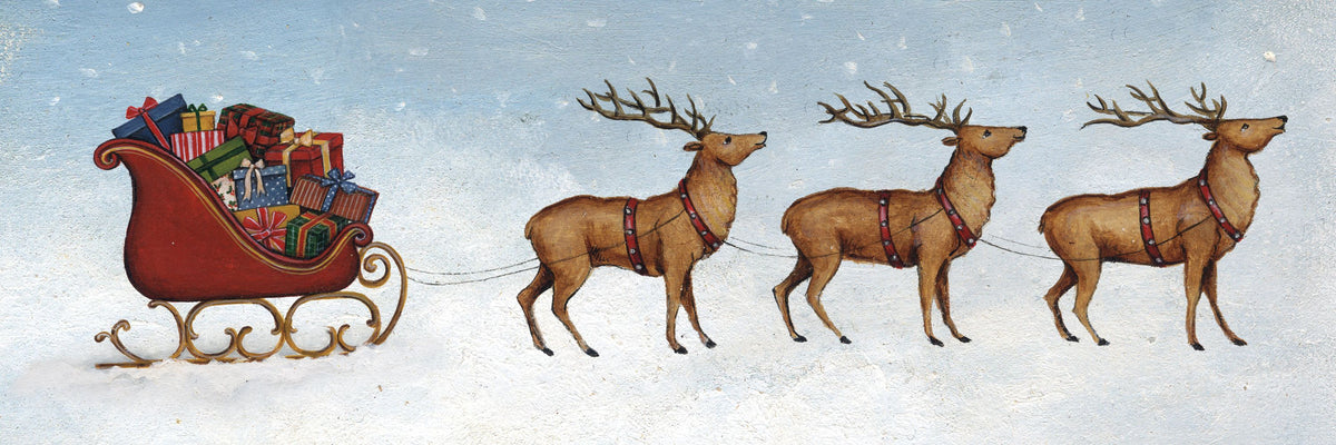 Deck the Halls Reindeer Mural Wallpaper - pure wallpaper artwork