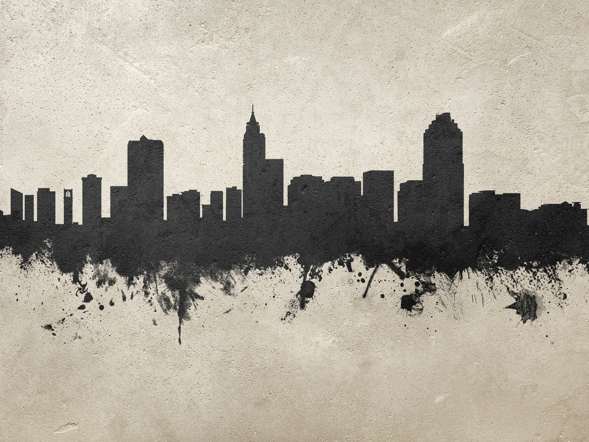 Raleigh North Carolina Skyline Concrete Mural Wallpaper - pure wallpaper artwork