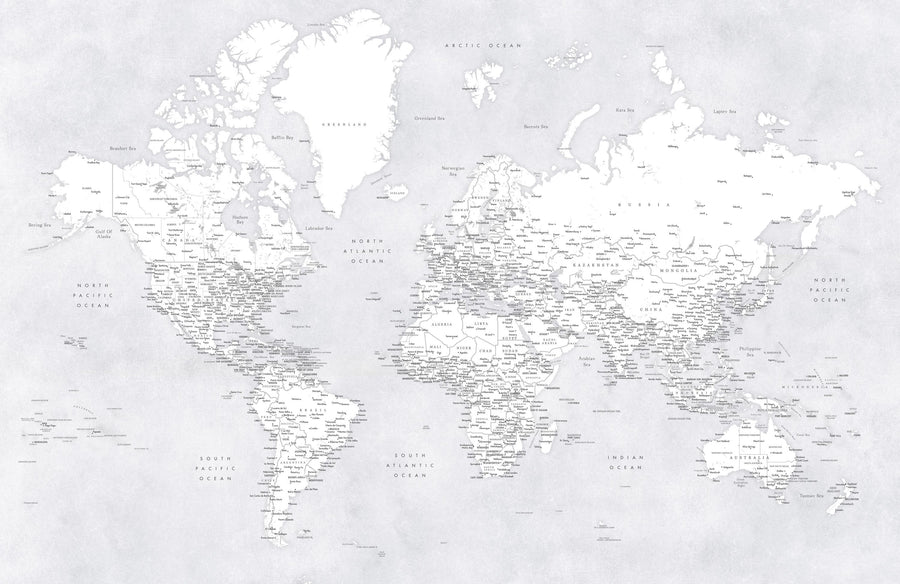 World Map Cities - Siv Mural Wallpaper