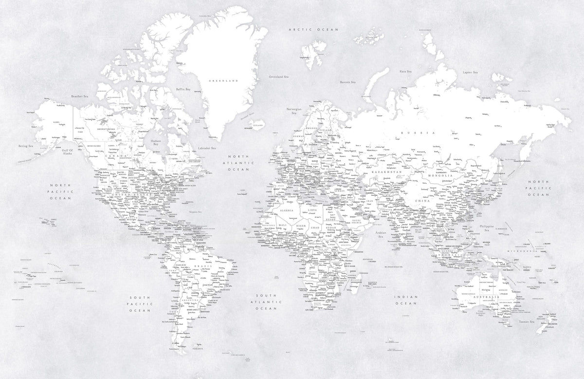World Map Cities - Siv Mural Wallpaper - pure wallpaper artwork