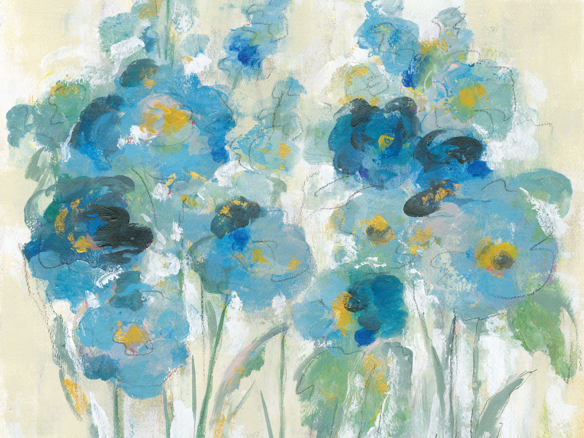 Blue Blooms Mural Wallpaper - pure wallpaper artwork