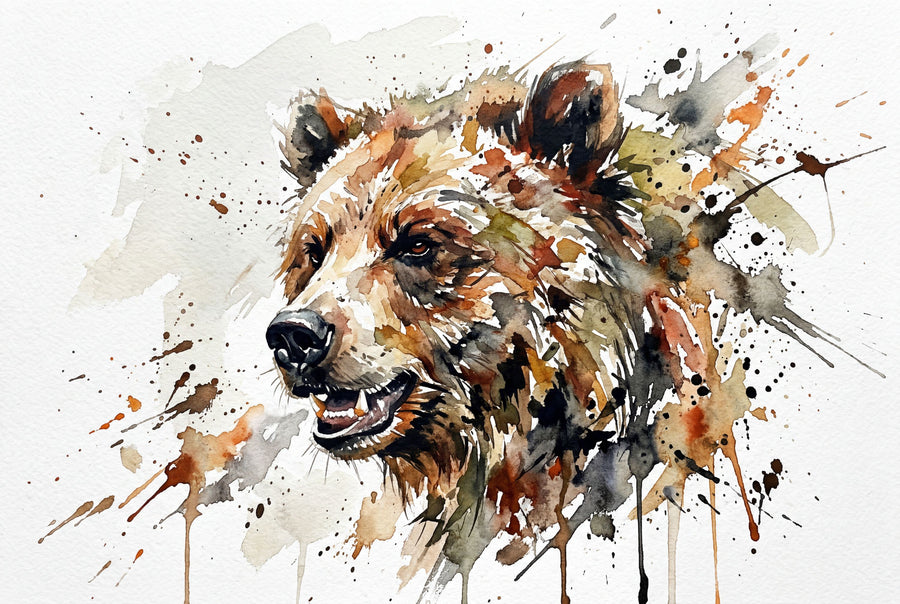 Grizzly Bear - Watercolor Predators Series Mural Wallpaper
