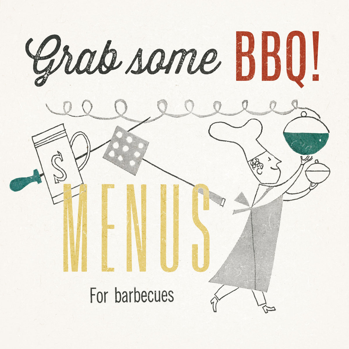 Retro Food Grab Some BBQ Mural Wallpaper - pure wallpaper artwork