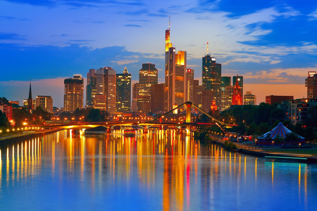 Urban Twilight Reflections Mural Wallpaper - pure wallpaper artwork