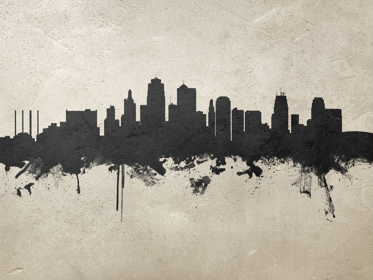 Kansas City Missouri Skyline Concrete Mural Wallpaper - pure wallpaper artwork