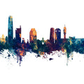 Santiago De Chile Skyline Blue & Bronze Mural Wallpaper - pure wallpaper artwork