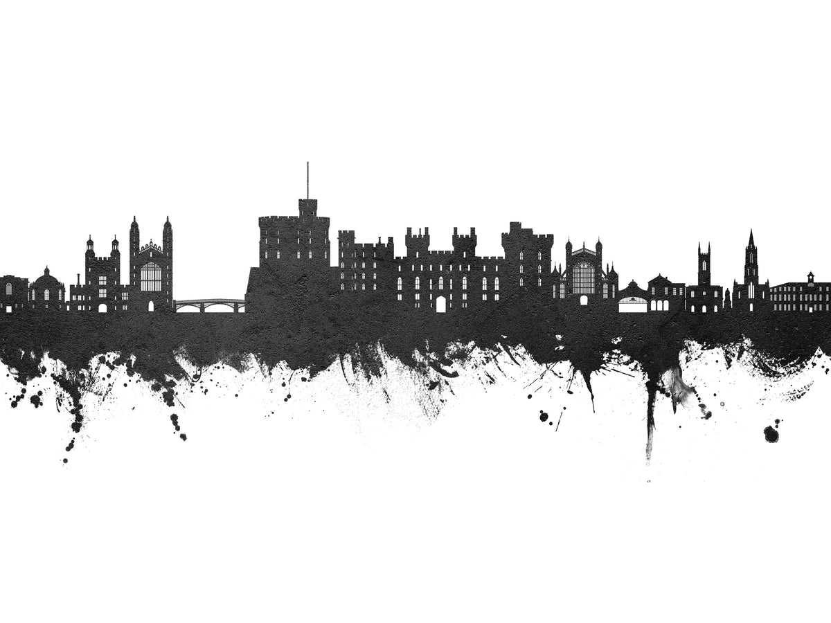 Windsor England Skyline Black & White Mural Wallpaper - pure wallpaper artwork