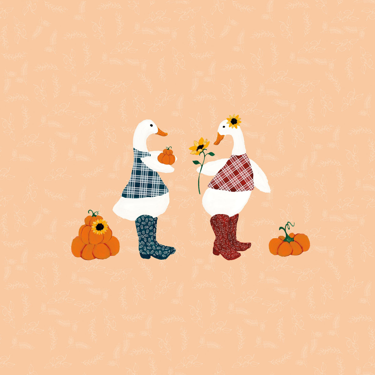 Ducks in the Pumpkin Patch IV Mural Wallpaper - pure wallpaper artwork