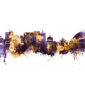 Milton Keynes England Skyline Purple & Gold Mural Wallpaper - pure wallpaper artwork