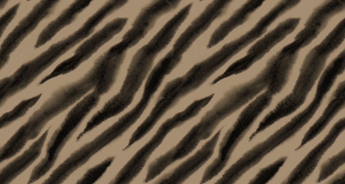 Tiger Wallpaper Mural – Big Cat Wall Mural – Watercolor Tiger Stripes, Mocha