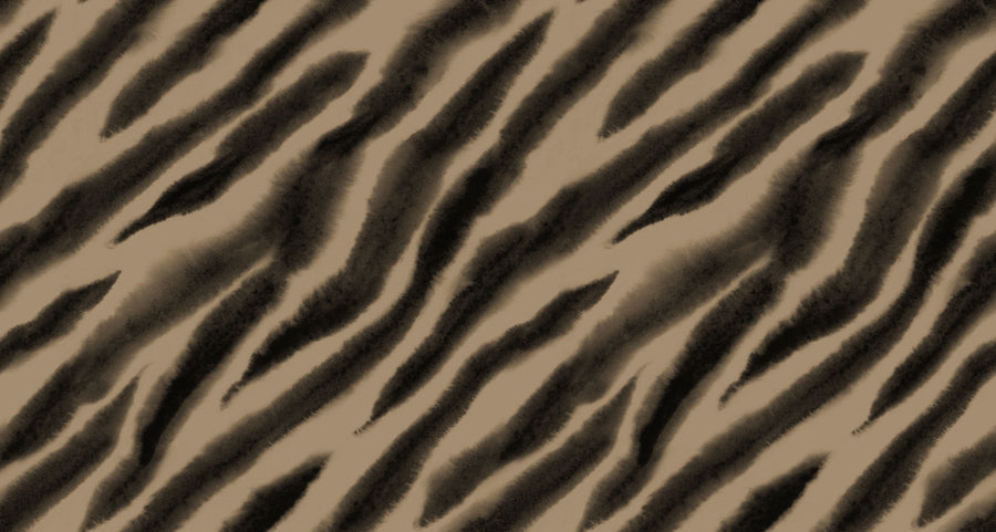 Watercolor Tiger Stripes, Mocha Mural Wallpaper