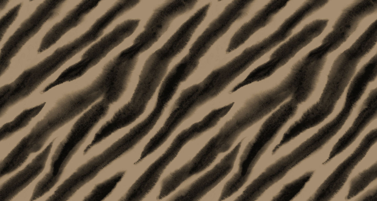 Watercolor Tiger Stripes, Mocha Mural Wallpaper - pure wallpaper artwork