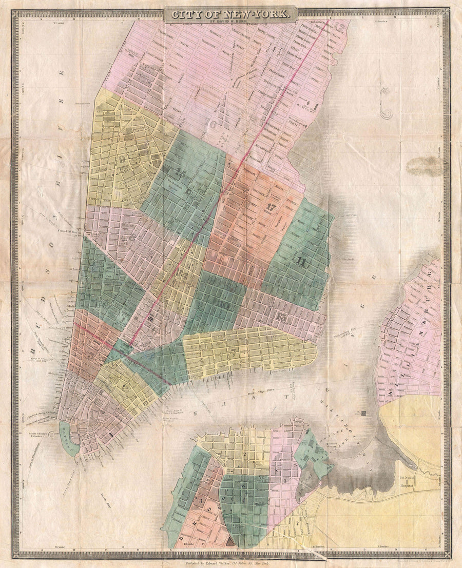 Burr's New York City Map 1835 Mural Wallpaper