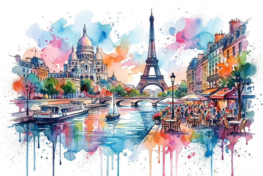 Paris - Watercolor City Series Mural Wallpaper