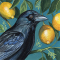 Crow with Lemon Backdrop Mural Wallpaper - pure wallpaper artwork