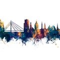 Riga Latvia Skyline Blue & Bronze Mural Wallpaper - pure wallpaper artwork