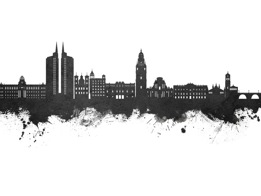Murcia Spain Skyline Black & White Mural Wallpaper