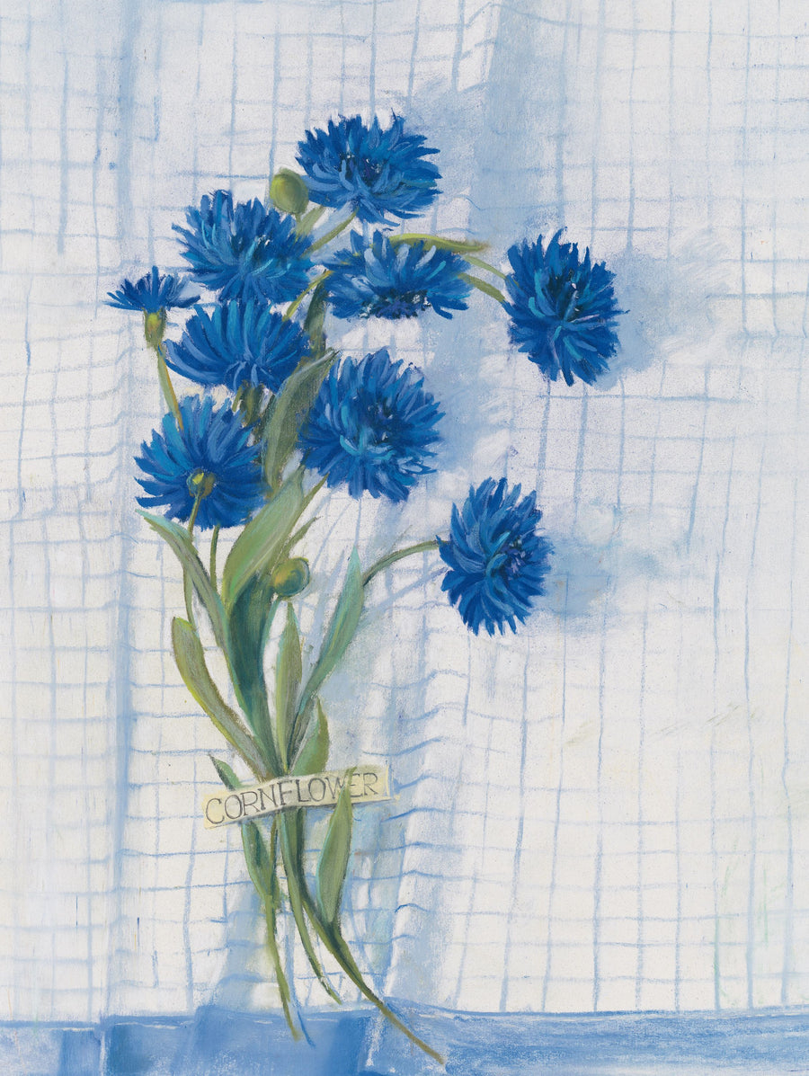 Cornflowers on Linen Mural Wallpaper