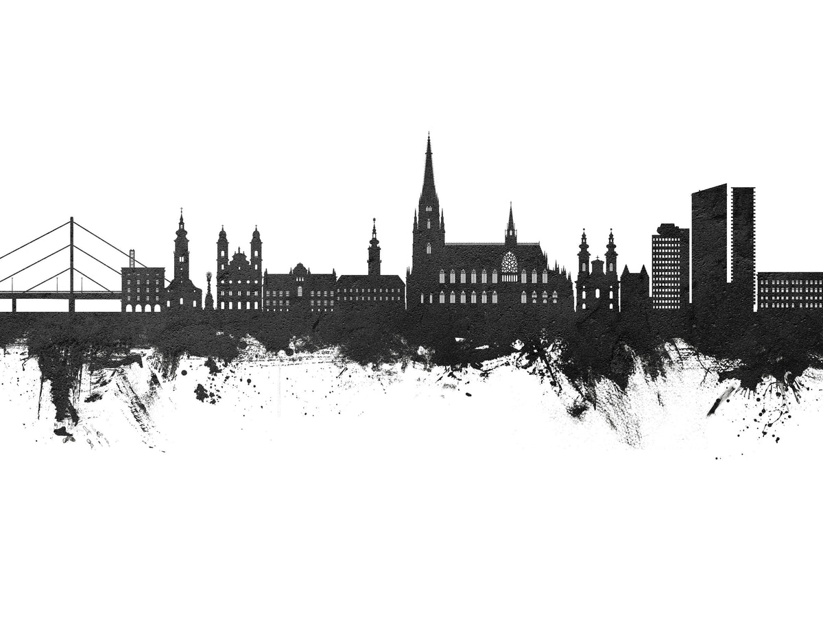 Linz Austria Skyline Black & White Mural Wallpaper - pure wallpaper artwork