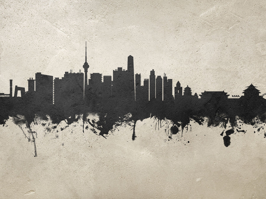 Beijing Skyline Concrete Mural Wallpaper