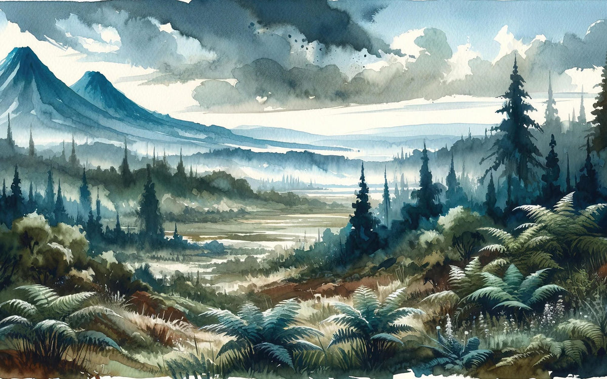 Misty Mountain Valley Landscape Mural Wallpaper - pure wallpaper artwork