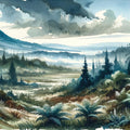 Misty Mountain Valley Landscape Mural Wallpaper - pure wallpaper artwork