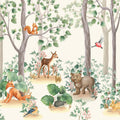 Nordic Forest Baby Animals Mural Wallpaper - pure wallpaper artwork