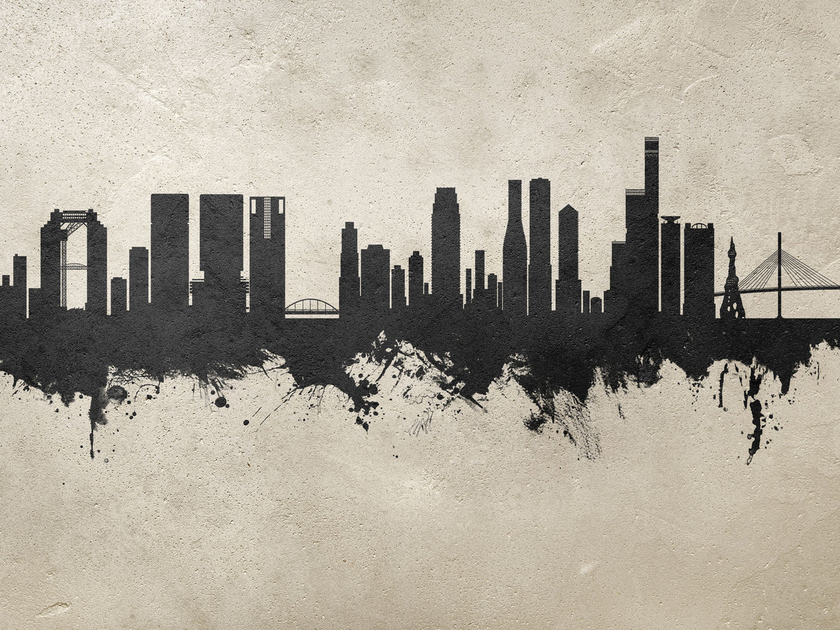 Osaka Skyline Concrete Mural Wallpaper - pure wallpaper artwork