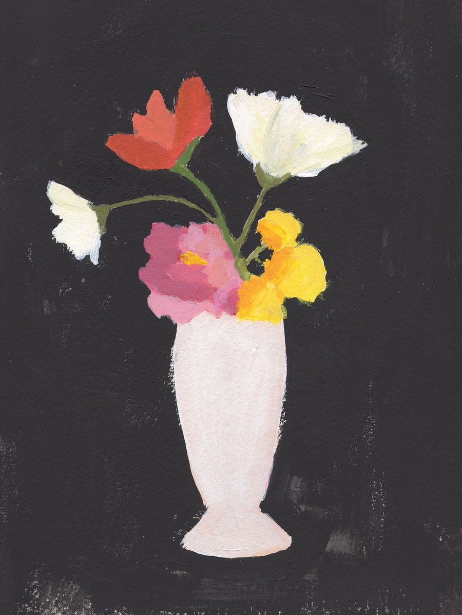 Floral on Black I Mural Wallpaper