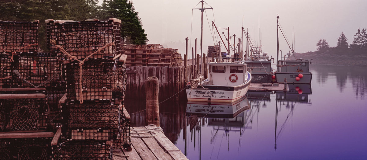 Lobster Traps and Fishing Boats Mural Wallpaper - pure wallpaper artwork