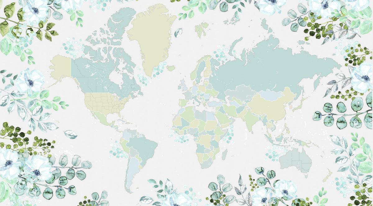 World Map - Marie Mural Wallpaper - pure wallpaper artwork