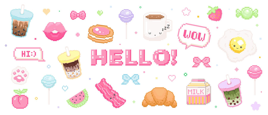 Cute Pixel Hello Light Mural Wallpaper