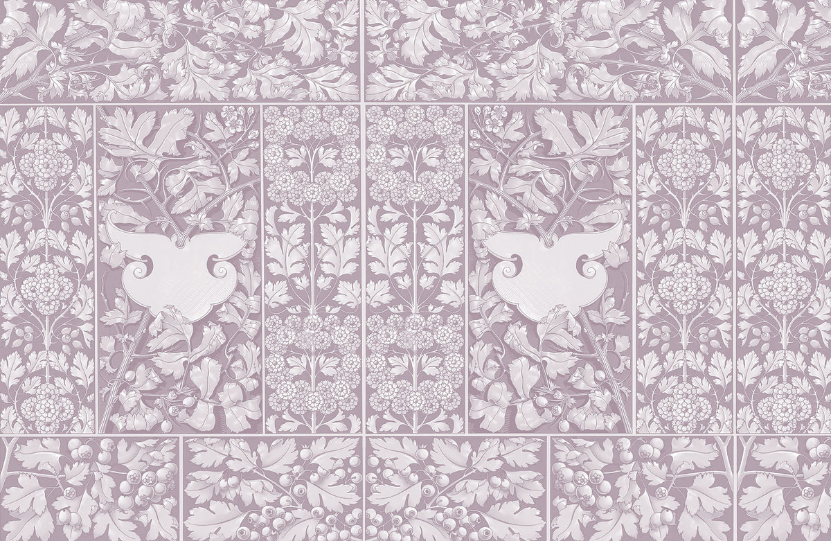 Flowers and Berries Purple Mural Wallpaper - pure wallpaper artwork
