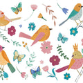 Royal Birds on White Mural Wallpaper - pure wallpaper artwork