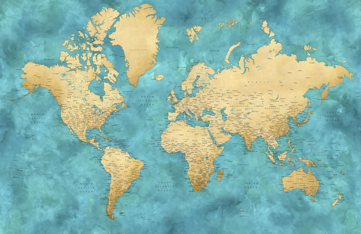 World Map Cities - Lexy Mural Wallpaper - pure wallpaper artwork